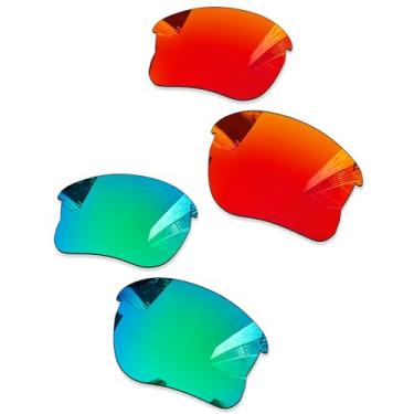 Imagem de Combine8 2 pares de lentes de reposição para óculos de sol Oakley Flak Jacket XLJ OO9009/Flak Jacket XLJ Asian Fit (AF) - Vermelho fogo + verde