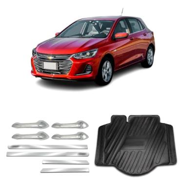 Imagem de Kit para Adaptável Para Onix 2020 2021 2022 2023 2024 Aplique Maçaneta 4 Portas C/2 Keyless Protetor de Porta-Malas Friso Lateral da Porta Largo.