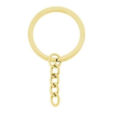 Imagem de 50 Pçs Argolas Para Chaveiro C/ Corrente - 25mm Dourado - Cantinho das