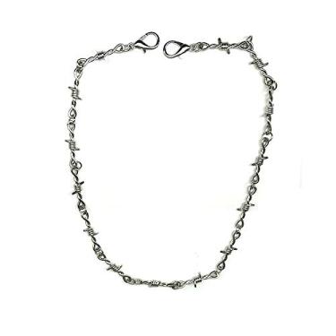 Imagem de Colar Punk Thorns com corrente de metal com cadeado de segurança Obtuse Chama Joias Hiphop Rock para homens, Zinco, Sem Pedra Preciosa