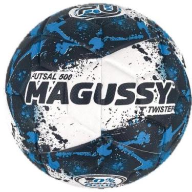Imagem de Bola Futsal Magussy 500 Twister, 4, Branco, Azul