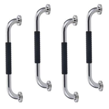 Imagem de Barra de Apoio 30cm Inox Superficie Antiderrapante Kit 4 unidades Banh