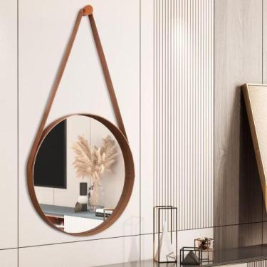 Imagem de Espelho Alvorada 80 cm Com Alça Castanho - Mais de Casa