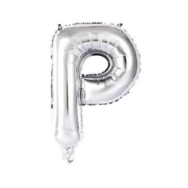 Imagem de Bexiga Balão Metalizado 16 Polegadas 40cm Prata Letra P - PB Festas