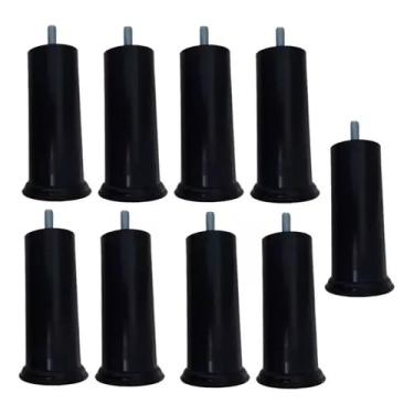 Imagem de Kit Pés para Cama Box Casal 13 cm de Altura - 5 Unidades com 2 Rodízios Material Politileno Nao Danifica o Piso Reforçado - Suporta 120 kg Cada -Medida Universal Padrao rosca 5/16
