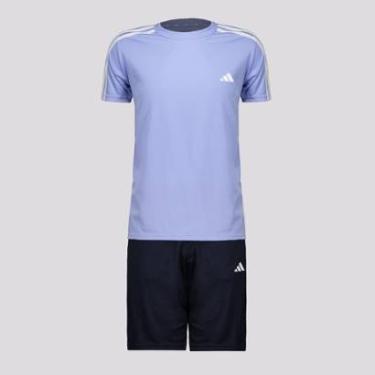 Imagem de Conjunto Adidas 3 Stripes Juvenil Azul e Marinho-Unissex