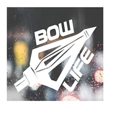 Imagem de HSC Design Custom Decal Car for BOW LIFE hunting compound recurve long crossbow archery for Car, Truck, Funny, Tumbler, Window, Motorcycle, Helmet, Bumper, Decal for Laptop, Phone, Home Decoration / 4 in x 5.7 in / White