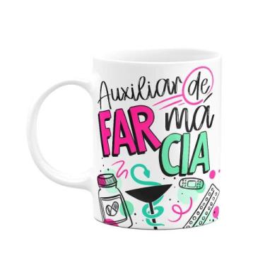 Imagem de Caneca profissões - Auxiliar de farmácia - 325ml branca - M2 - JPS INF