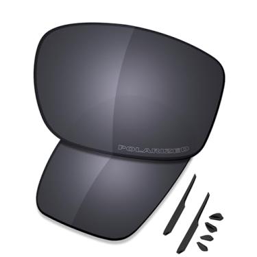 Imagem de SAUCER Lentes de substituição premium e kits de borracha para Oakley Valve New 2014 OO9236 / Valve New 2014 Low Bridge Fit OO9243 Óculos de sol High Defense - Escudo preto polarizado