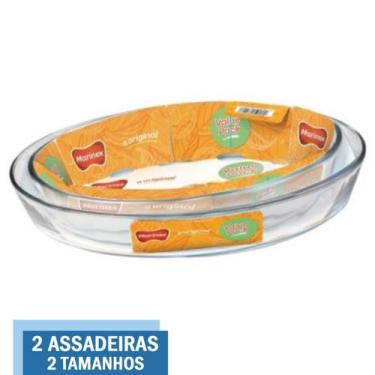Imagem de Kit 2 Assadeiras Travessa Vai ao Forno Vidro 3,2L 4L Marinex - NADIR F