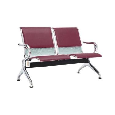 Imagem de Cadeira Longarina Com Est Cromada 2 Lugares Colors - Mak Decor, Vinho