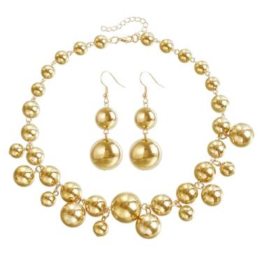 Imagem de Octwine Colar feminino punk cubano ouro corrente gargantilha conjunto de brincos de corrente grossa boho moda punk bar ouro contas gargantilha colar para mulheres, allloy, Liga metálica.