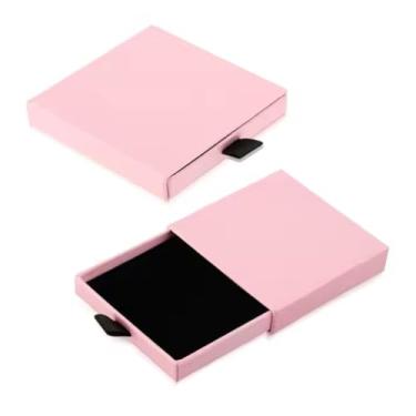 Imagem de ZAAWUUT Pacote com 2 caixas de presente de joias pequenas, caixa de papelão para presente com gaveta, organizador de armazenamento de pulseira de brincos de anel (rosa claro, 8,15 x 8,15 cm)