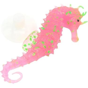 Imagem de Decoração de aquário rosa luminosa artificial macia cavalo marinho hipocampo ornamento de aquário vermelho requintado popular decoração de aquário ornamentos temáticos