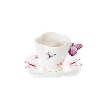 Imagem de XICARAS CAFE PORCELANA C/PIRES BORBOLETAS 100ml - Wolff