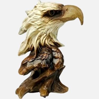 Imagem de Estátua criativa de resina de cabeça de águia - Escultura realista de animal para decoração de casa e escritório, ideal para entrada, corredor, estudo perfeito como representação de animal realista,