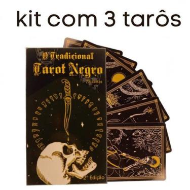 Imagem de Kit 3 Baralhos O Tarot Negro 78 Cartas com Manual - META ATACADO