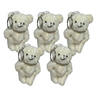 Imagem de Kit 5 Mini Urso Pelucia Chaveiro Ursinho Fofo Cesta Lembrancinha Maternidade Artesanato - 9cm