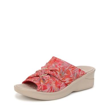 Imagem de Bzees For Lifestride Sandália feminina Serenade Slide Wedge, Estampa coral com várias palmeiras, 10 Wide