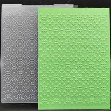Imagem de Pasta de plástico em relevo tamanho A6 côncava convexa mini grades de papel artesanato impressões texturizadas de plástico para fazer cartões scrapbooking