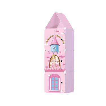 Imagem de Guarda Roupa Castelo Infantil Armario Organizador De Brinquedos Sapateira Com Prateleiras Rosa