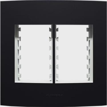 Imagem de Placa 4X4 com Suporte Para 6 Módulos Inova Pro Class Alumbra Preto Ébano