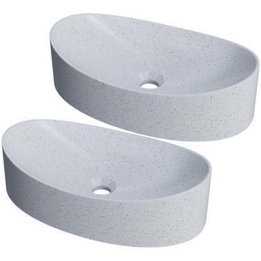 Imagem de Kit 02 Cubas De Apoio Canoa Para Banheiro Lavabo C01 Bc47w Branco Granit - Lyam