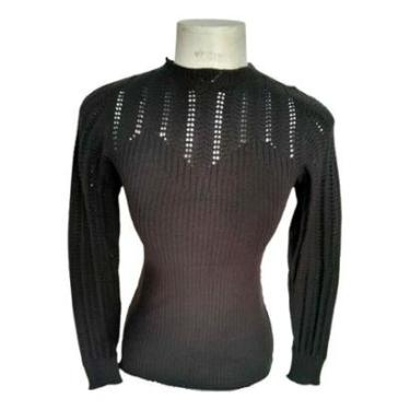 Imagem de Suéter Feminina Tricot Modal Premium Detalhes Gola E Manga-Feminino