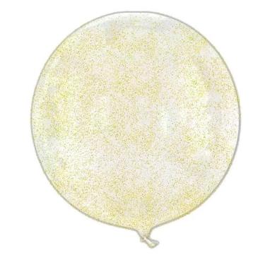 Imagem de Balão Bubble Transparente com Glitter Amarelo - 18" 45cm - 01 Unidade 