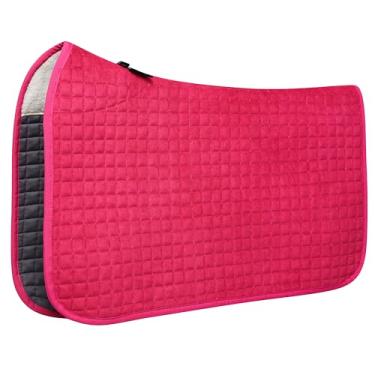 Imagem de Tackmore Almofada de sela quadrada acolchoada para todas as finalidades, respirável, absorvente de choque, confortável para cavalos magenta