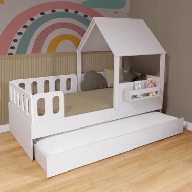 Imagem de Bicama Casinha com Telhado e Grades Anatômica Branco Megamobilia