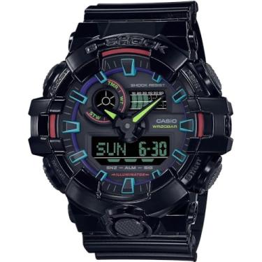 Imagem de Casio Relógio masculino G-Shock Digital analógico preto pulseira de resina GA-700RGB-1ADR, preto, pulseira, Preto, correia