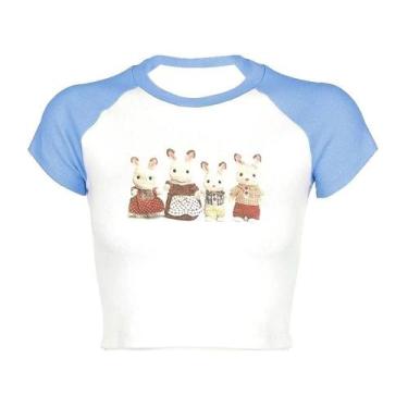 Imagem de Y2k Estilo Carta Impressão Bebê Camiseta Manga Curta Vintage Colheita 