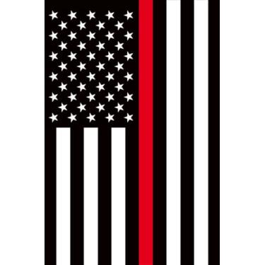 Imagem de Bandeira de jardim Briarwood Lane fina linha vermelha de bombeiros patriótica 31,75 cm x 45,72 cm