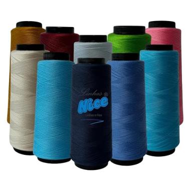 Imagem de Kit 10 Linha 120 Cone 2000 Mil Jardas Para Maquina Costura Reta - COLORIDO