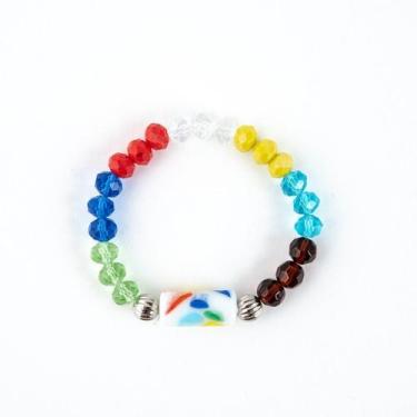 Imagem de Pulseira 7 Linhas Firma Cristais Coloridos e Silicone - Lua Mística - 