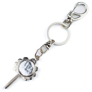Imagem de Chaveiro Iemanjá Abebe Luxo Espelho Prateado 14 cm Metal - Lua Mística