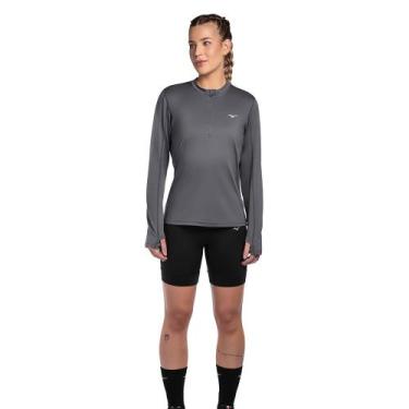 Imagem de Camiseta Manga Longa de Corrida Feminina Mizuno Térmica, Cinza, G