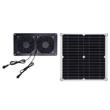 Imagem de Kit de Ventilador Duplo Solar, 12W 18V Kit de Ventilador de Ventilador Dual -Ventilador do Painel de Silício Monocristalino de 18W, Ventiladores de Alta Velocidade para Solar