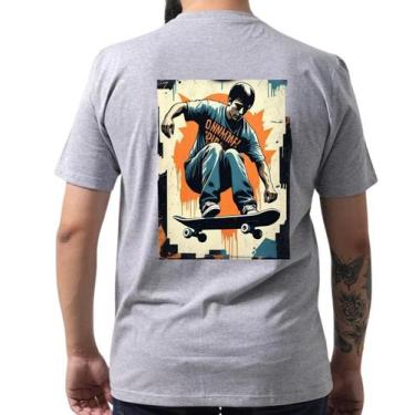 Imagem de Camiseta Masculina Skateboarder Mid-Trick Streetwear Blusa 100% Algodã