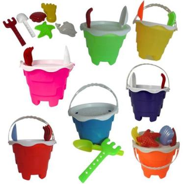 Imagem de Kit 2 Baldinhos Brinquedo Com Acessórios Sortidos Infantil - Rei Do Ba