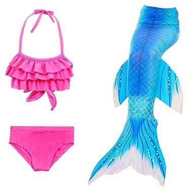 Imagem de LVTFCO Fantasia cosplay cauda de peixe verão princesa fantasia show fantasia 3 peças, rosa - 150