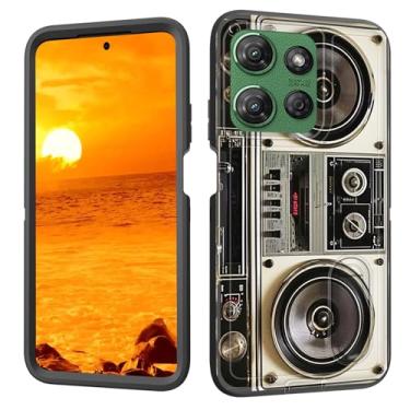 Imagem de BFUKVOU Capa para Moto G 5G 2025 com suporte embutido, à prova de choque/poeira/queda, 3 camadas, capa protetora de grau militar para Motorola Moto G 5G 2025 de 6,7 polegadas, Boombox vintage dos anos