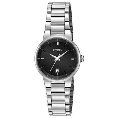 Imagem de Citizen Relógio feminino de quartzo, aço inoxidável, clássico, prateado (modelo: EU6010-53E)