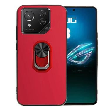 Imagem de Ranyi Capa para ROG Phone 8, ROG Phone 8 Pro, capa ultrafina de TPU com suporte de anel giratório 360, capa de silicone de proteção flexível para Asus ROG Phone 8/ROG Phone 8 Pro - vermelho