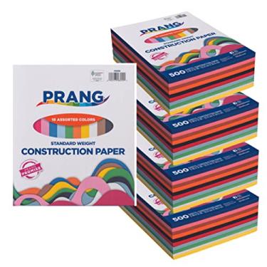 Imagem de Pacon Papel de construção leve P6555-4, 23 x 30 cm, 10 cores sortidas, 500 folhas, 4 pacotes