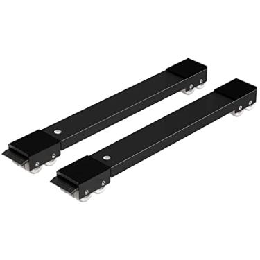 Imagem de Ronlap Carrinho para máquina de lavar móveis, rodas ajustáveis para móveis, máquina de lavar roupa, secadora portátil, base móvel de rolamento para geladeira, máquina de lavar roupa, suporte compacto para geladeira com freio, preto