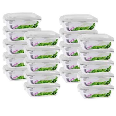 Imagem de Kit 20 Pote de Vidro 640ml Marmita Tampa Hermética 4 Travas - Casa Lin