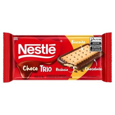 Imagem de Barra de Chocolate ao Leite Recheado de Amendoim e Biscoito de Baunilha Nestlé Choco Trio 90g