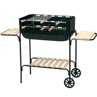 Imagem de Churrasqueira Mor Rodeio 3013 Com Grelha, Tábua, Espetos, Grades E Rodas Para Transporte Preto